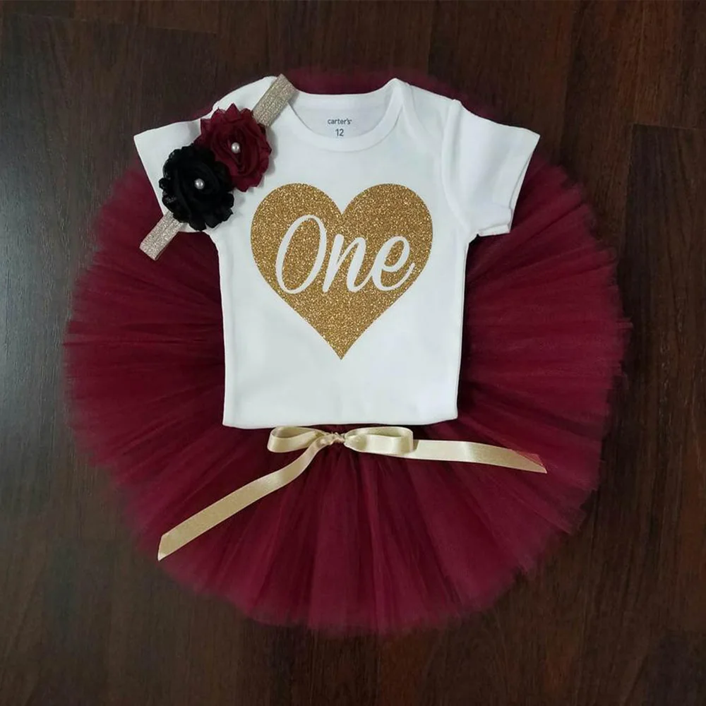 

Custom First Birthday Tutu Outfit Burgundy and Gold Silver Personalized Birthday Outfit cake smash outfit baby girl tutu SET