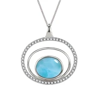 new arrival real 925 sterling silver jewelry natural dominica larimar womens pendant necklace for party gift