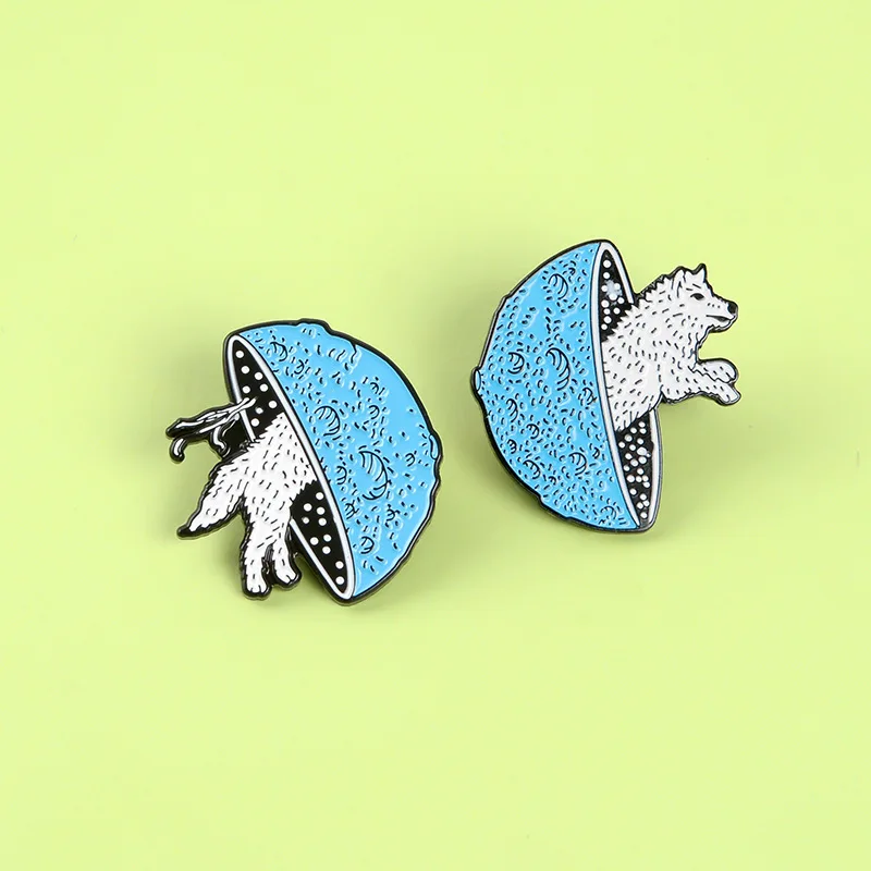 RNG cute blue mushroom white snow wolf Metal Enamel Pin Brooch girls wear Lapel shirt backpack jewelry friends gift | Украшения и