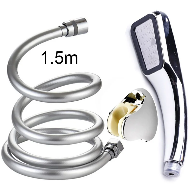 shower head set ПВХ Гибкий Душевой Шланг 1,5 м 2 м для ванной ручной душевой шланг Гибкий Душевой Шланг Серебряный Гибкий шланг высокого давления аксессуары - Цвет: shower head set