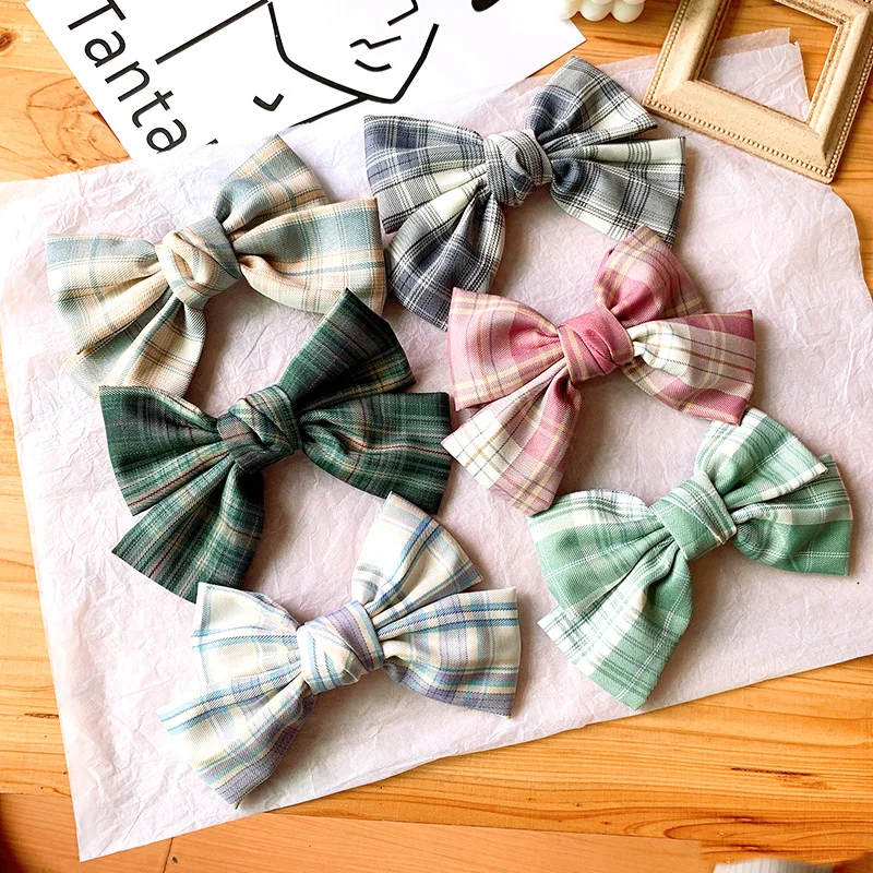

Fashion Big Bow Kont Tie Hairpin Sweet Lattice Barrette Hair Clip Women Girls BB Hairgrip Korean Oversize Hair Accessories New