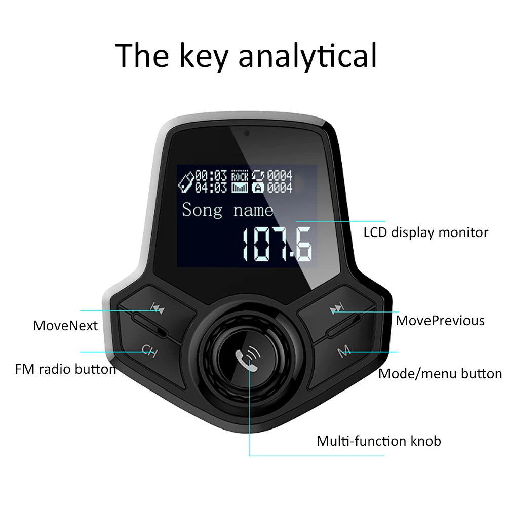 

Car Bluetooth Mp3 Player Car Handsfree Phone Wireless Multifunction Super Bass Cigarette Lighter USB Universal Fm Transmitter