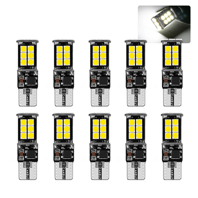 

10x T10 LED CANBUS Car light Bulb 194 W5W LED 3030 SMD 501 Auto Turn Side License Plate Light Marker Interior Lamp