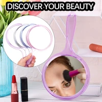 women girls beauty handheld rounded shape double sided hand mirror makeup mirror 3x magnifying