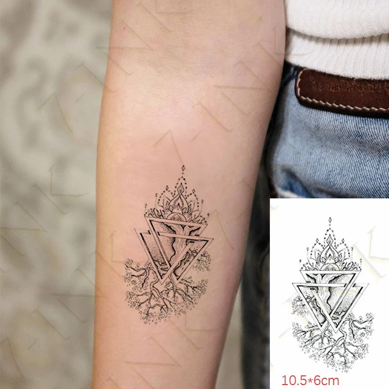 

Waterproof Temporary Tattoo Sticker Triangle Root Star Crown Body Art Flash Tatoo Wrist Leg Neck Fake Tatto For Woman Men