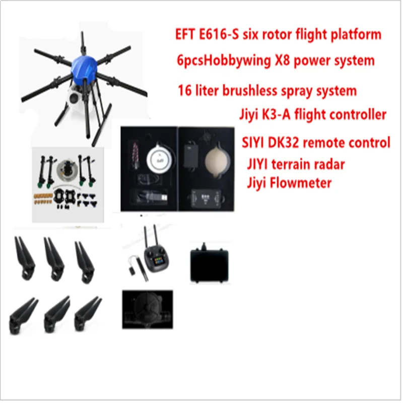 EFT E616 S 16 кг/16L сельскохозяйственный Дрон с пультом управления X8 power / K3A PRO|Детали и