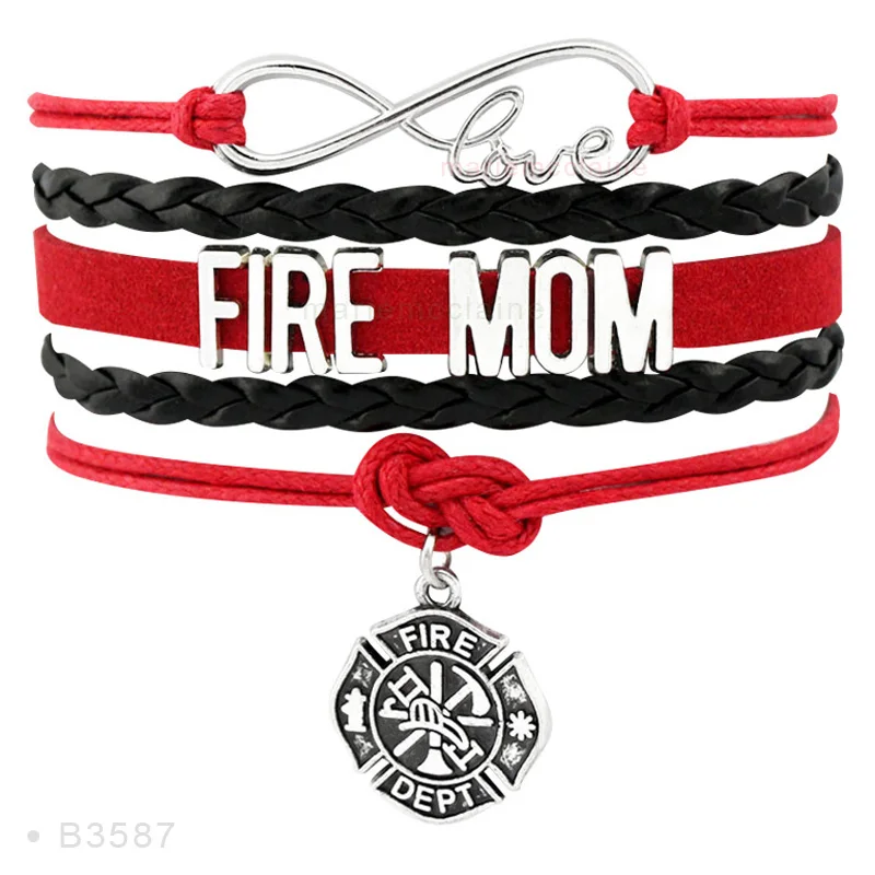 Бесконечность любовь пожарные жены мама красный черный пожарный браслеты для