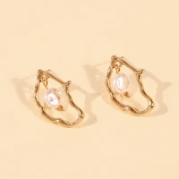 2021 new simple fashion irregular metal imitation pearl ladies stud earrings party jewelry accessories for women fashion earring