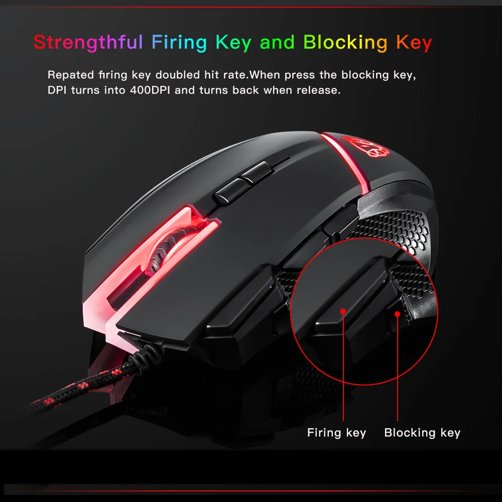 Motospeed V18 игровая проводная мышь 7 кнопок 4000DPI 8 классов светодиодная оптическая USB