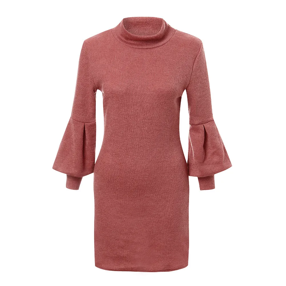 Женский Однотонный свитер с длинным рукавом и О-образным вырезом вязаный пуловер