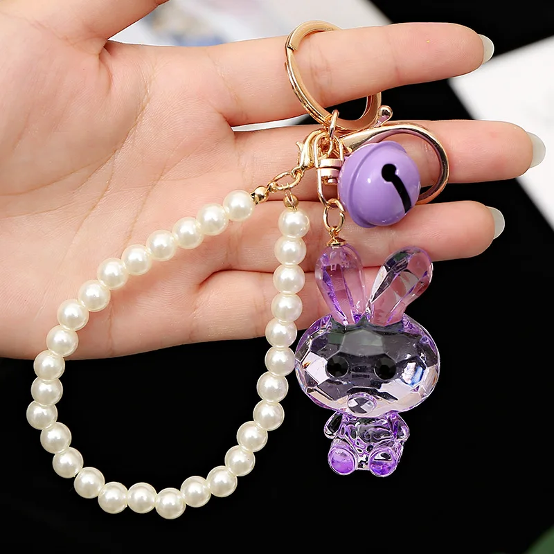 Милый брелок с кроликом прозрачная кукла кристалл кролик ремешком на руку сумка