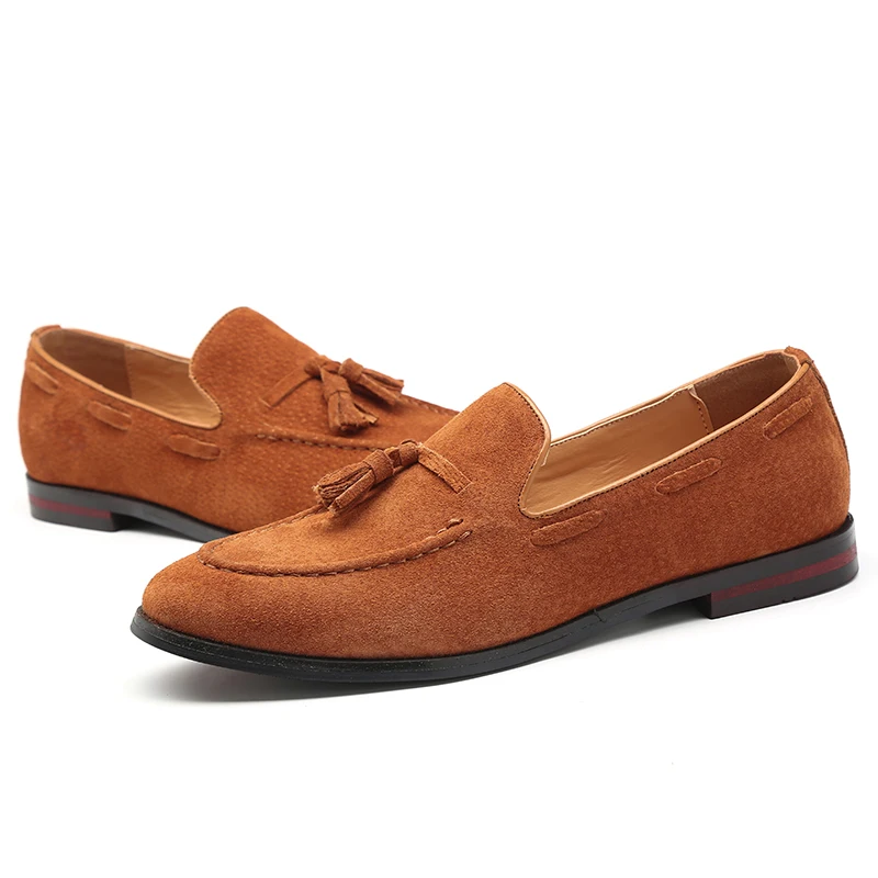 2021 мужские замшевые лоферы Дизайнерская деловая обувь с бахромой Мужская