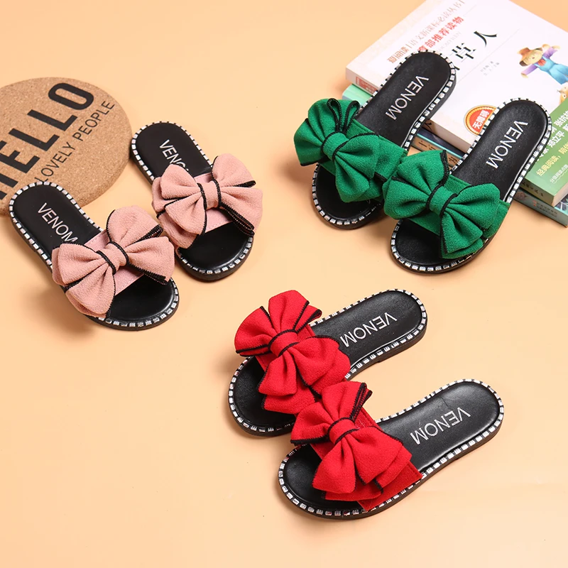 Шлепанцы Детские с бантом пляжная обувь для девочек летние сандалии принцесс| |
