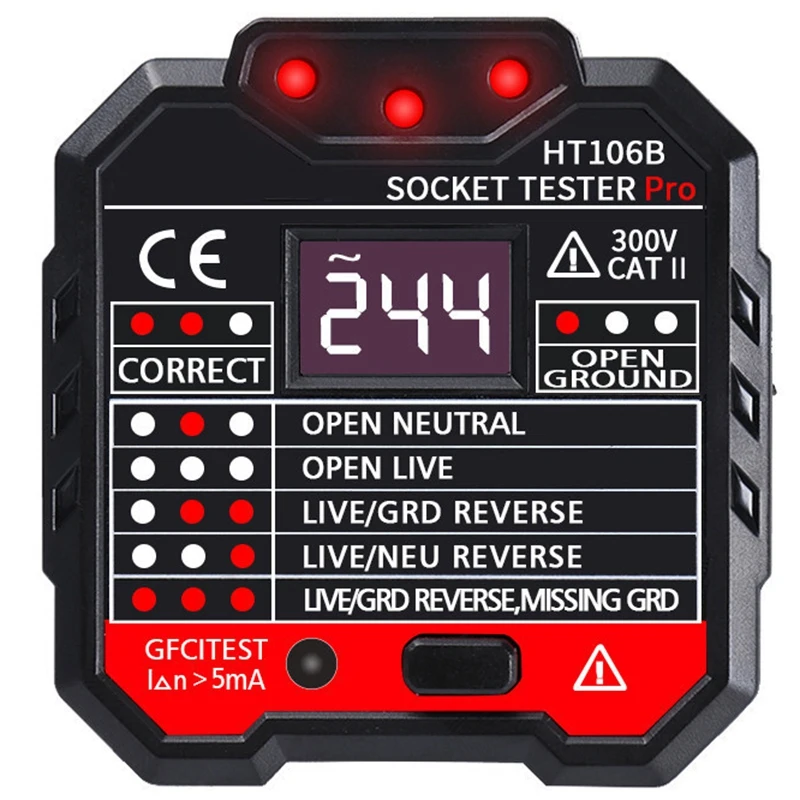 HT106B розетка тестер цепи полярности напряжения детектор настенный выключатель