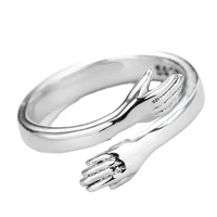 hug ring opening silver womens split 925 sterling silver vintage style electric degree white steel ring