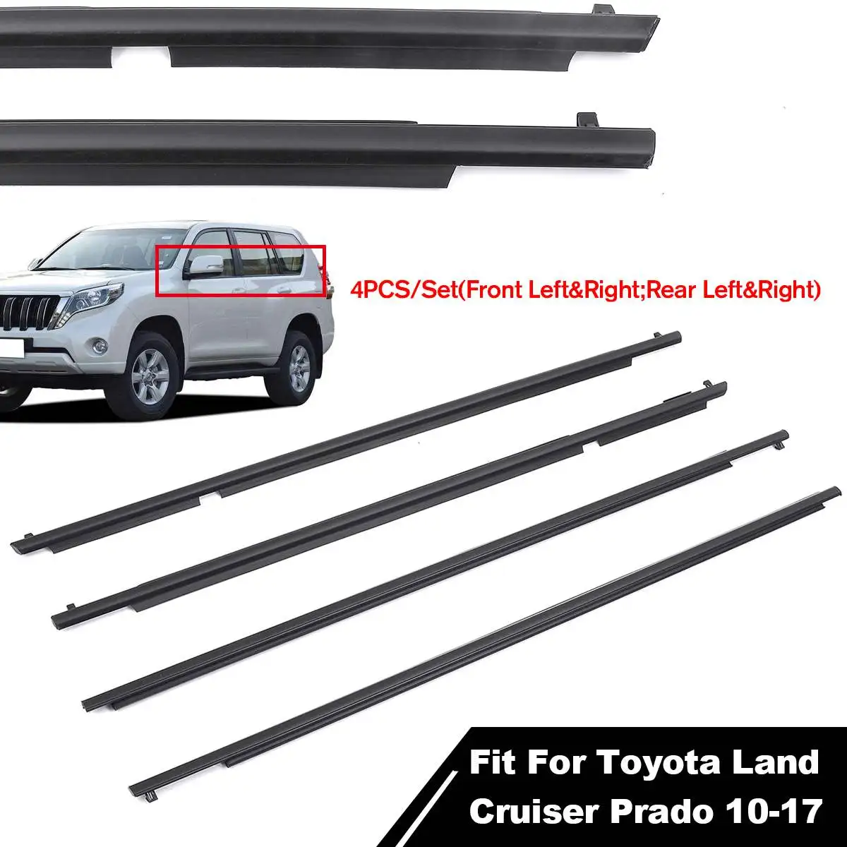 

4 шт./компл. автомобильные оконные Дверные ремни, литье, отделка, ветрозащитная полоса, дефлектор от дождя для Toyota Land Cruiser Prado 2010-2017