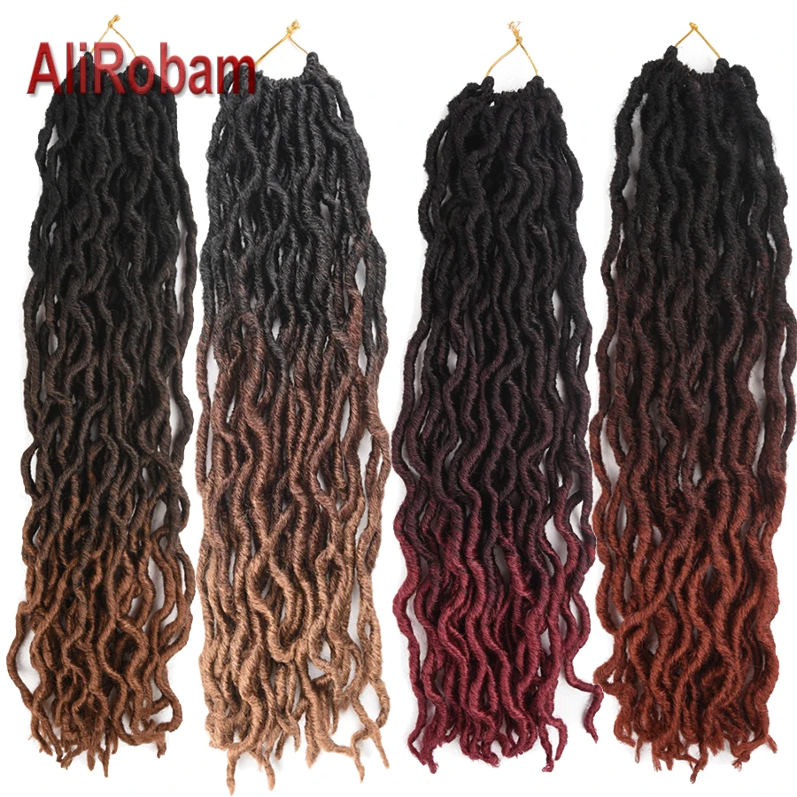 AliRobam Ombre Faux Locs оплетка для волос черный коричневый бордовый крючком плетение