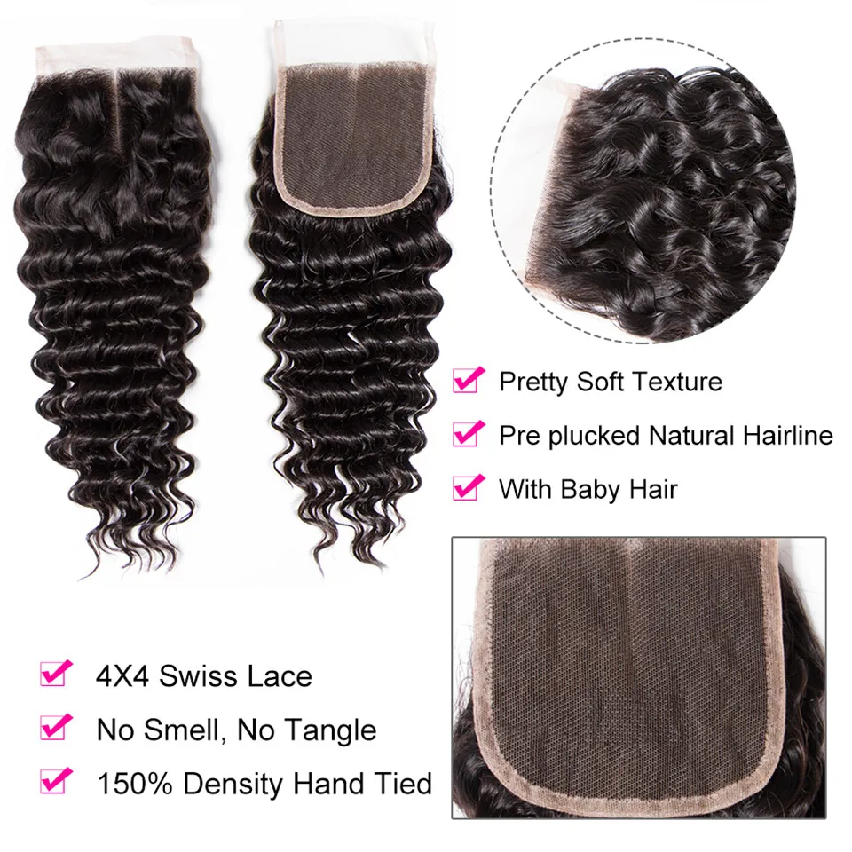 

TODAY ONLY Ombre Blonde 3 Bundles With Closure Brazilian Deep Wave Bundles With Closure Remy Human Hair Bundles With Closure