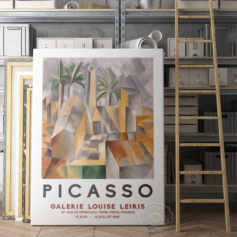 Pablo Picasso Exhibition Poster Brick Factory At Tortosa Prints Art Primitive Cubism Wall Scenery Palm Painting | Дом и сад