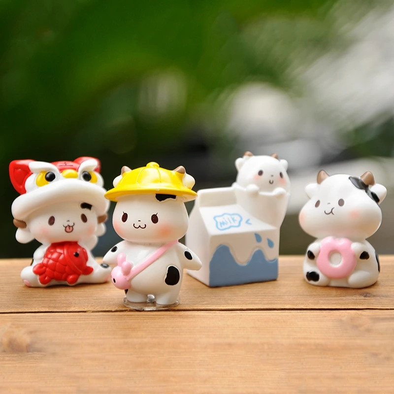 Мини-животное Kawaii креативная мультяшная корова Кукла для ремесленных фигурок из