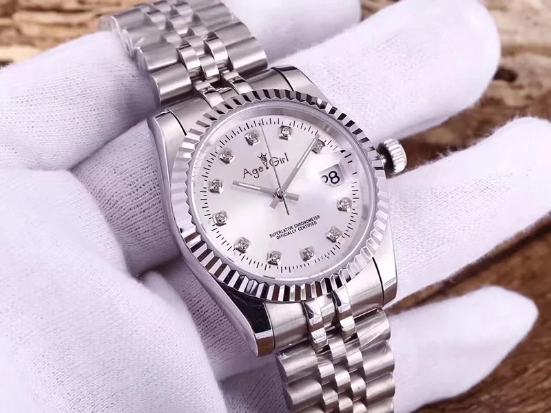 Роскошные брендовые новые мужские часы Datejust, нержавеющая сталь, Черное золото, ETA 2813, автоматические механические сапфировое стекло, водонепроницаемые - Цвет: Silver White