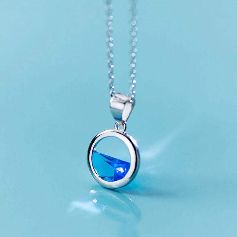 Trustdavis серебро 925 пробы полый круглый кристалл кулон короткая цепочка на ключицы
