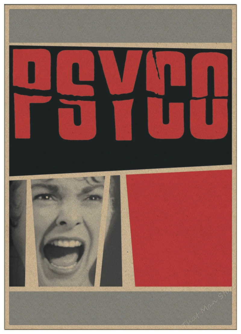 

new Horror Movie Alfred Hitchcock's Psycho Horror Film Retro poster Home decoration Kraft Poster Painting Wall stickers