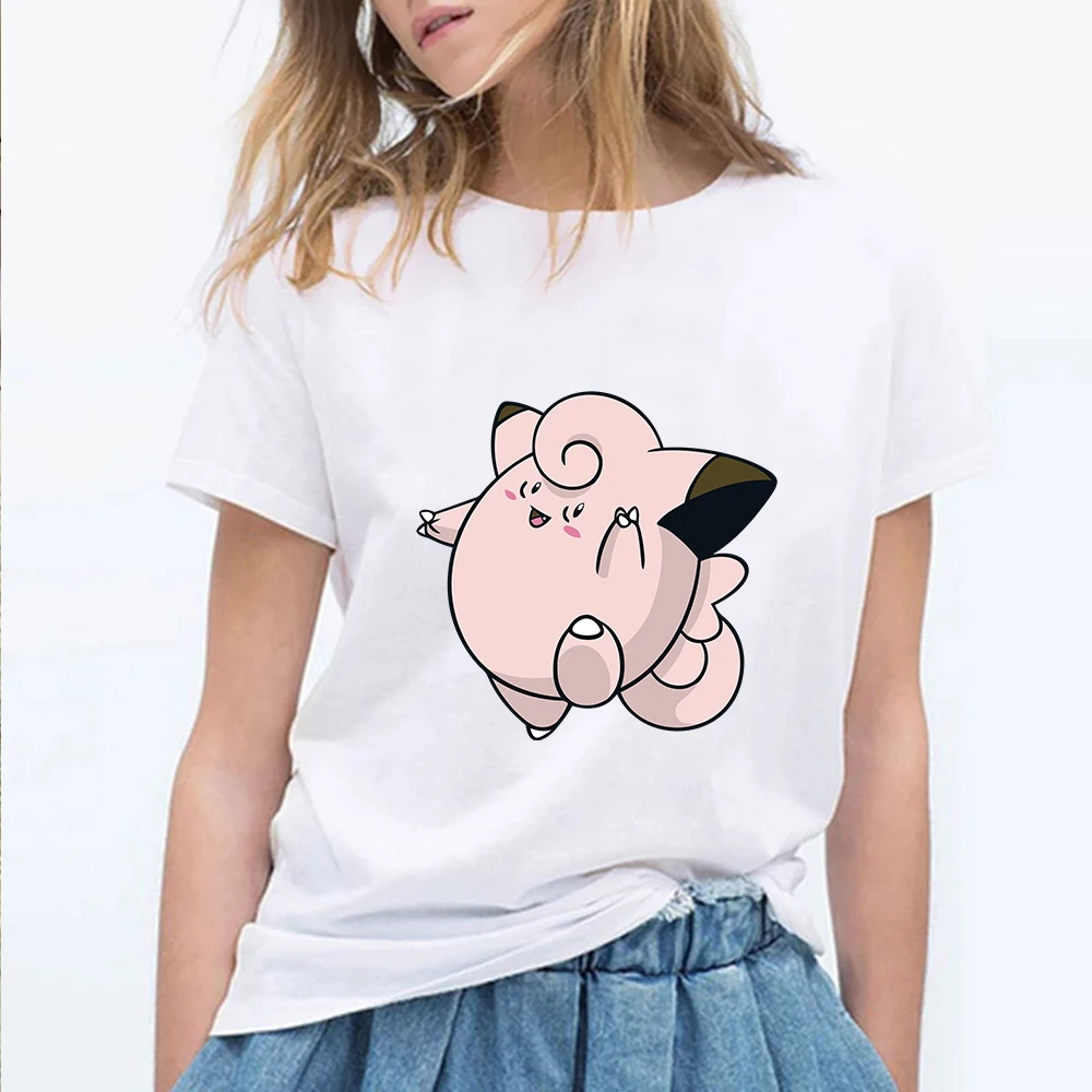 

Pokemon Anime T-shirt Jigglypuff Tops New Kawaii Summer Women Casual Girl Clothing Print Short Sleeve Cartoon Tee Tshirt Femme