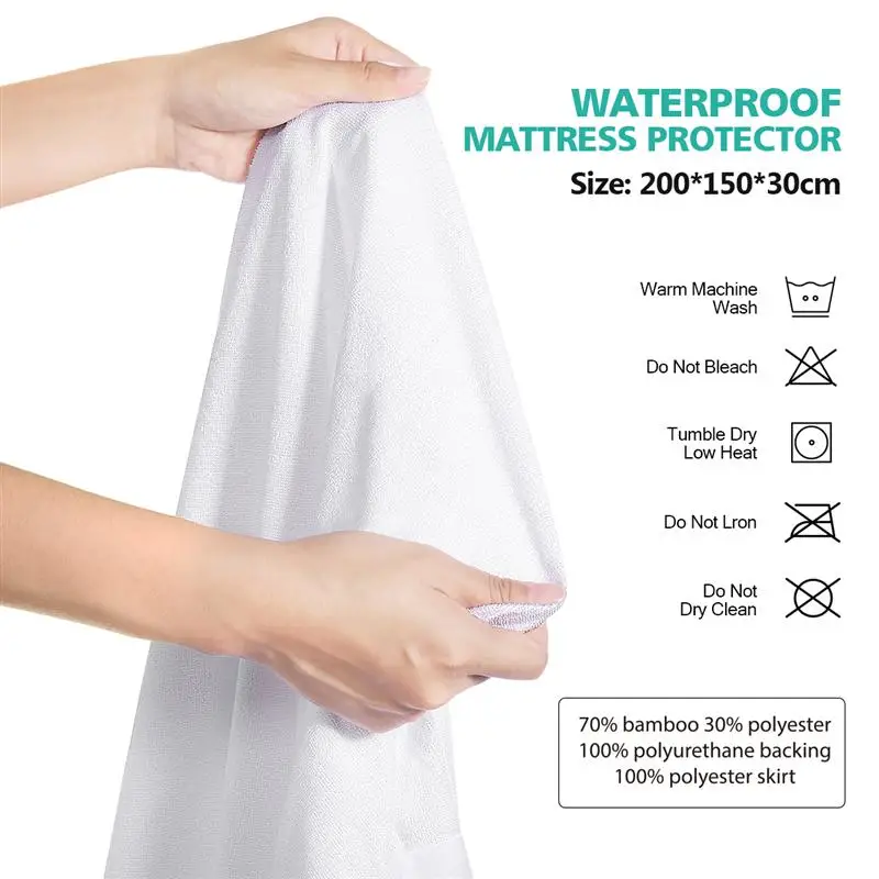 Водонепроницаемый наматрасник протектор Белый наматрасник мягкий дышащий все объемные покрывало для кровати моющийся гипоаллергенный