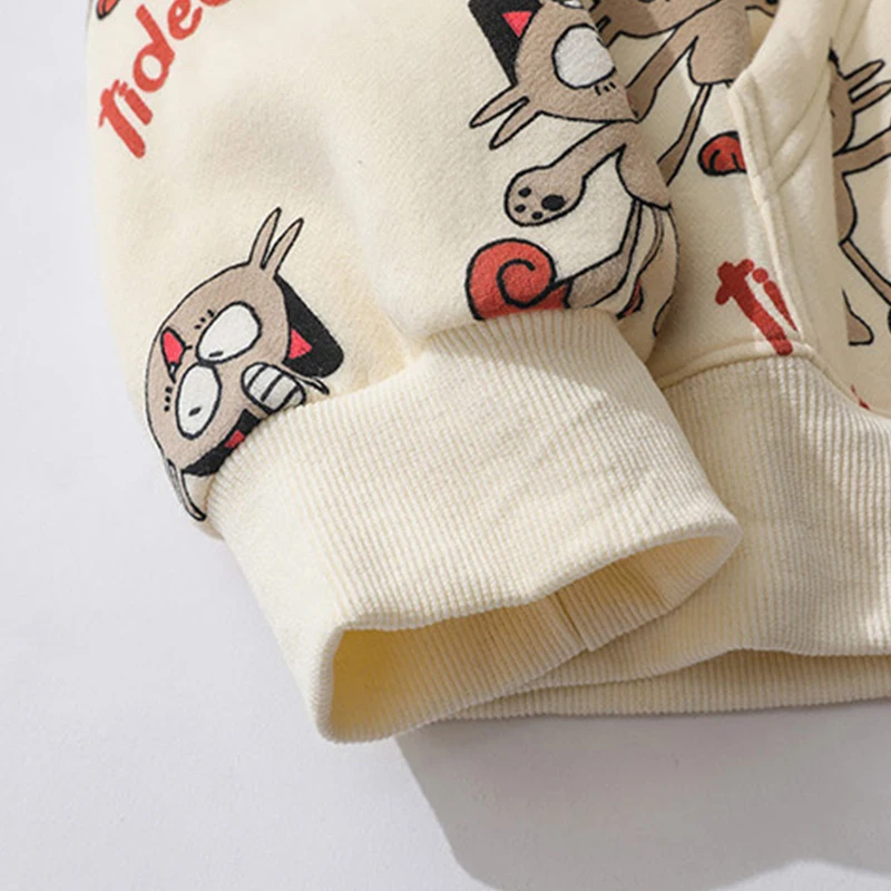 

Japanese Anime Cat Graffiti Print Hoodies Sweatshirts Streetwear Hip Hop Harajuku Casual Pullover Men Fashion Fleece Hoody Tops