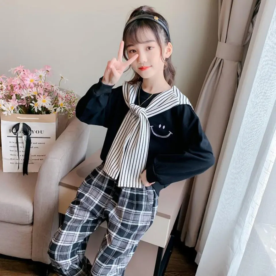 Осень 2020 одежда для маленьких девочек свитшот с длинным рукавом + штаны детская