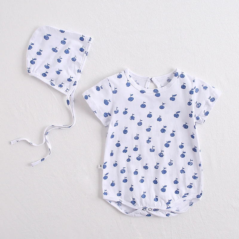 

1-3Yrs Baby Girls Romper NewBorn Baby Summer Romper Caps Sets Infant Fashion Brand Jumpsuits European Style One-pieces