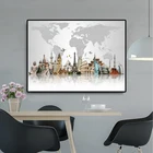 Всемирно известный строительный телефон, карта туристической достопримечательности, Картина на холсте, современные настенные картины, домашний декор