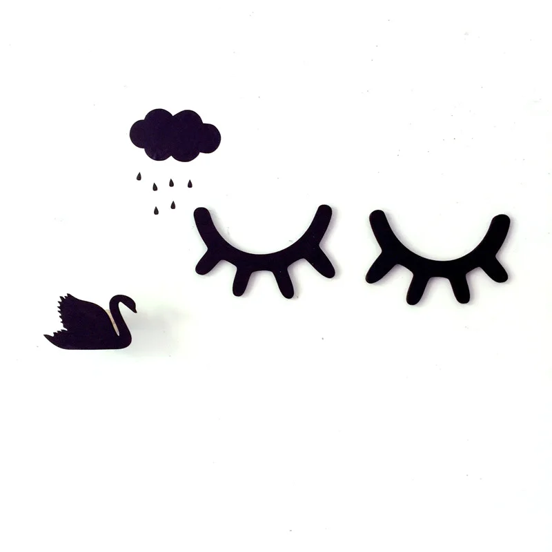 1 пара в скандинавском стиле милая деревянная 3D Наклейка на стену с ресницами