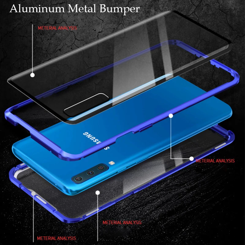 360 Полный Магнитный чехол для samsung Galaxy S11 A90 5G A80 A10S A40 A50 A60 A70 M30S металлический бампер Двусторонняя закаленное Стекло чехол