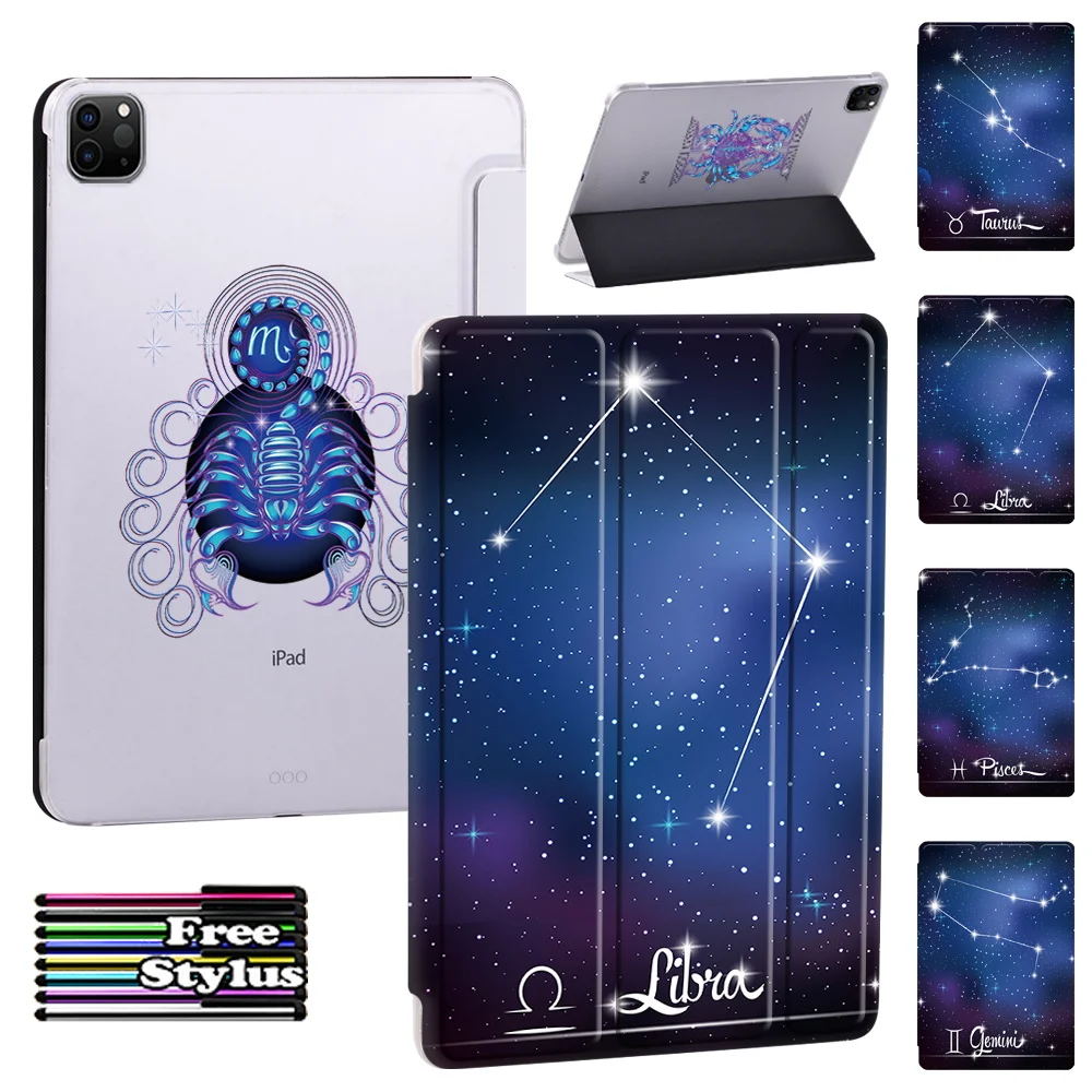 

Leather Tablet Case for Apple IPad Pro 11" 2018 2020 2021/Pro 9.7"/Pro 10.5" Constellation Pattern Smart Stand Cover Case + Pen