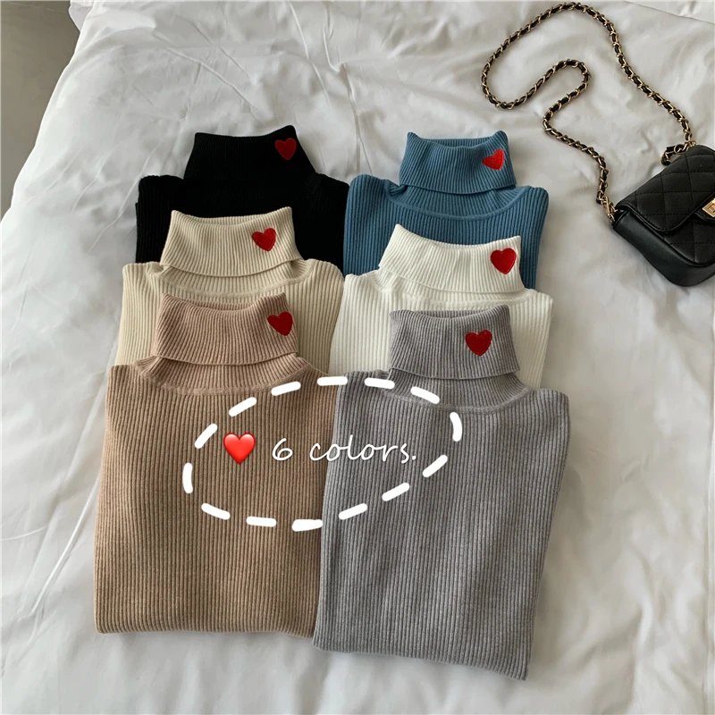 Женский Осенне-зимний Свитер С Высоким Воротом Вязаный Пуловер Мягкий Теплый Топ