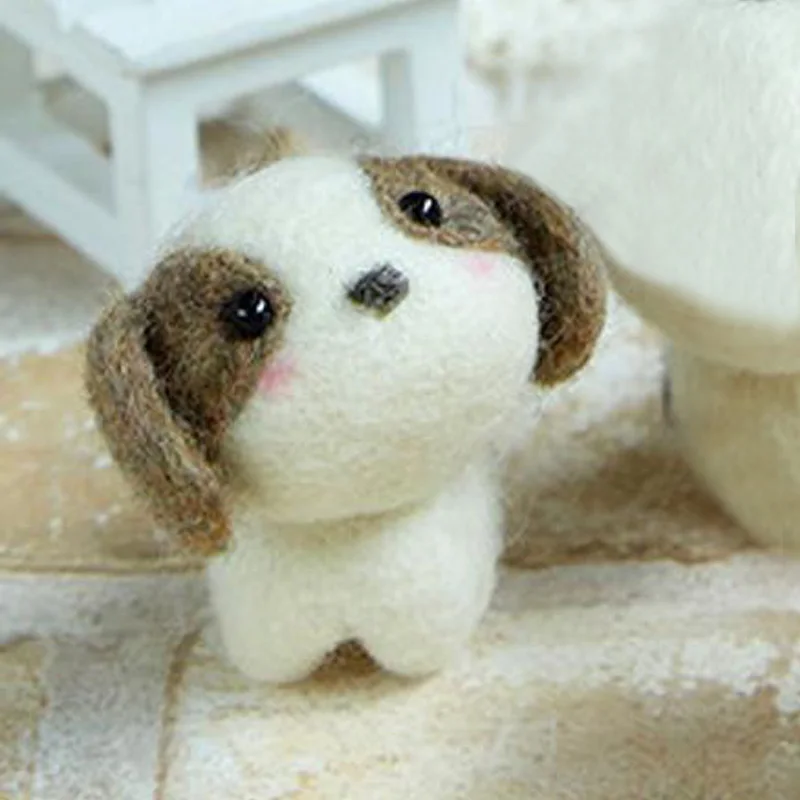 Lovely Puppy Wool Felt Craft DIY Non Finished Poked Set Handcraft Kit for Needle Material Pack | Дом и сад