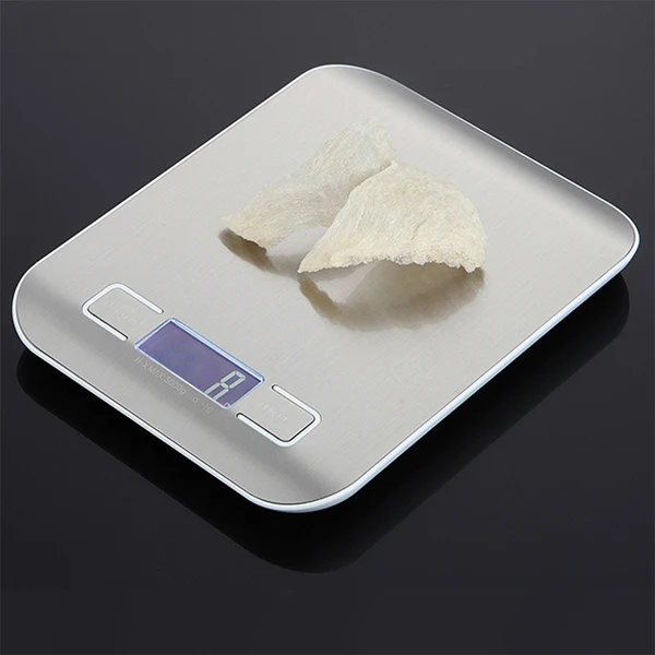 Серебристый Цифровые кухонные весы 5kg10кг/1 г, маленькие Кухонные цифровые весы, портативные весы, точные электронные весы - Цвет: Серебристый