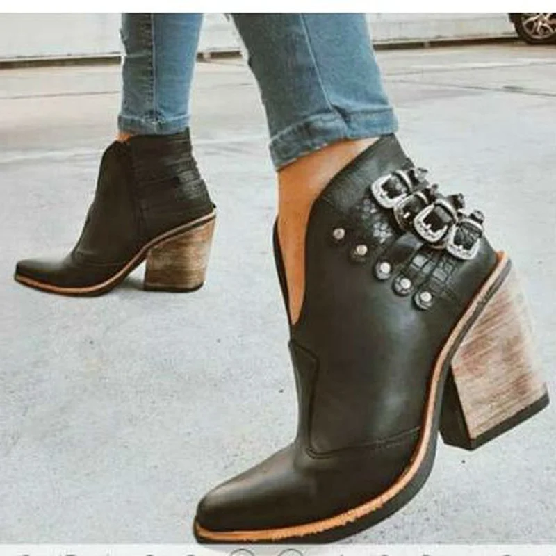 

Women Ankle Boots High Heels Pumps Shoes Woman Autumn Warm Plus Size Vintage Shoe Chaussures Femme Zapatos Mujer Sapato
