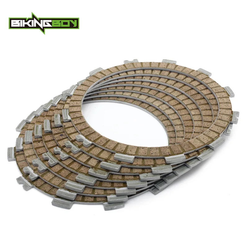 7 pc Friction Plates BIKINGBOY для Kawasaki KX 125 03 04 05 KX125 7 фрикционные пластины сцепления+ 6 стальных разделителей+ 5 тяжелых пружин внедорожные - Цвет: 7 pc Friction Plates