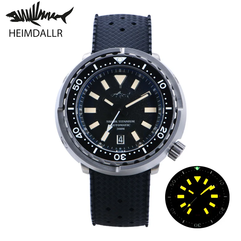 

Heimdallr 44.3mm Black Dial Sapphire Titanium Case Sapphire Men's SBBN Tuna Diver Watch 200m Water Resistant NH35 Movement Lume