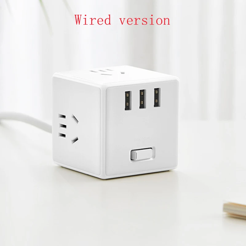 wired version Xiaomi Mijia cube защита конвертера дизайн полосы 3USB разъем PD быстрое зарядное устройство plug-In power электрическая буксировочная доска - Цвет: wired version