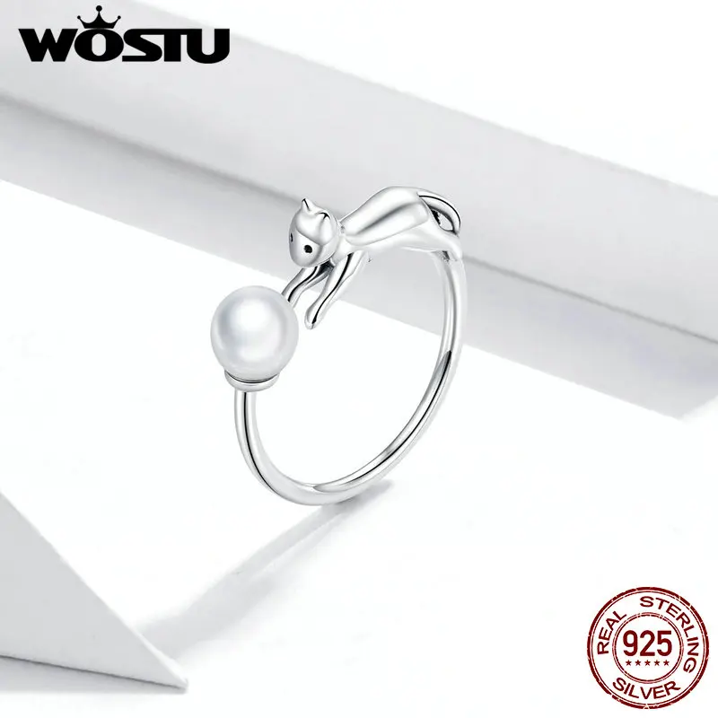 WOSTU 100% Стерлинговое Серебро 925 пробы симпатичное кольцо для кошек корпус из