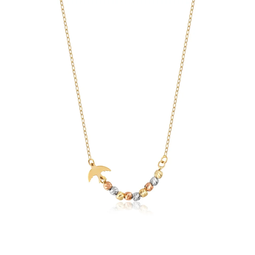 

14k Solid Gold Bird Satellite Necklace, Swallow Bird Necklace for Women, Best friend Necklace Gift, gold Bird Necklace