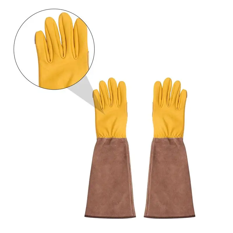 

1Pair Long Gardening Gloves Wear-Resisting Anti-Scald Working Gloves (Yellow)