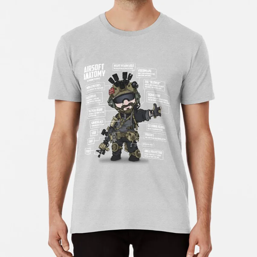 Страйкбольная Анатомия (белое письмо) Футболка Военная страйкбола снаряжение