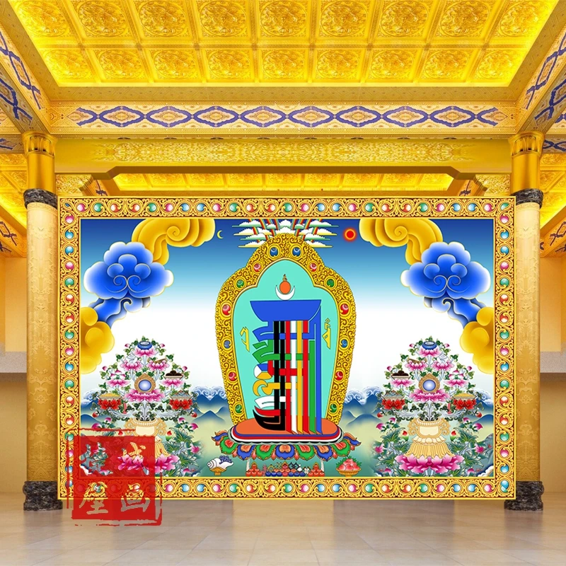 Тибетский фон на стену тханка десять фаз этнический рисунок для гостиной
