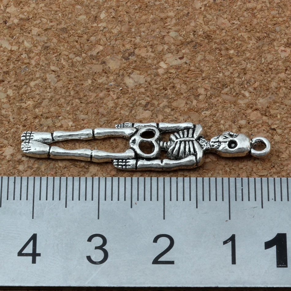 50 шт. цинковый сплав скелет человека бусины в форме черепа 39x9 мм Цвет покрытые