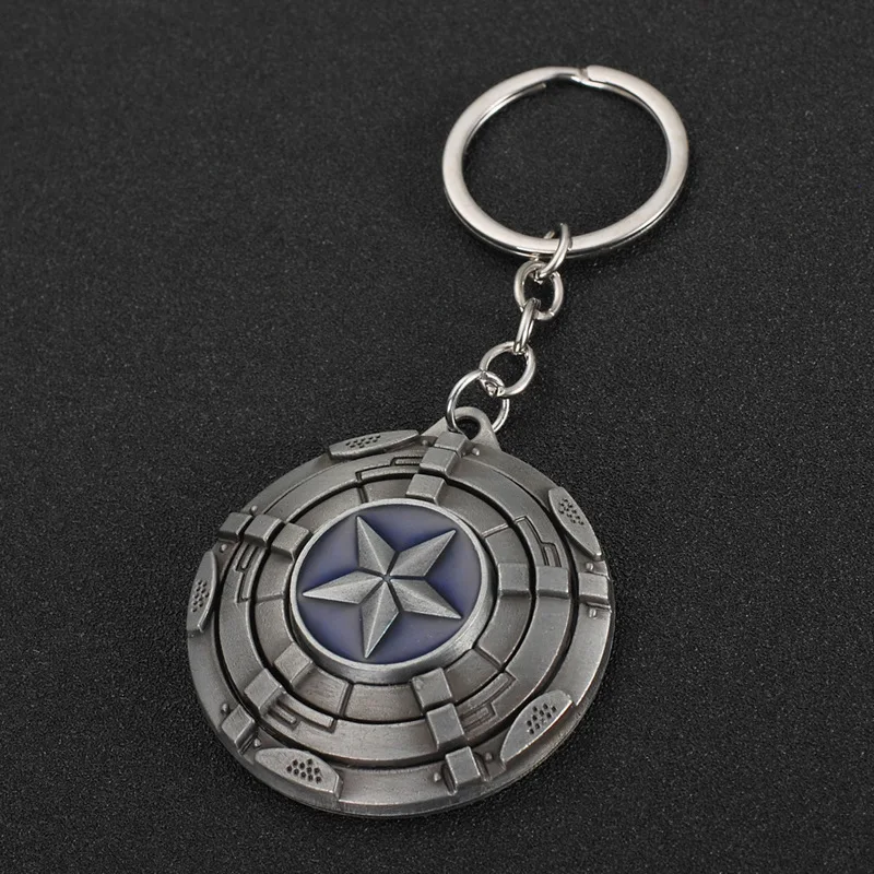 

Marvel Legends Avengers Keychain New Revolving Captain America Shield Car Key Chain Men Metal Pendant Keyring